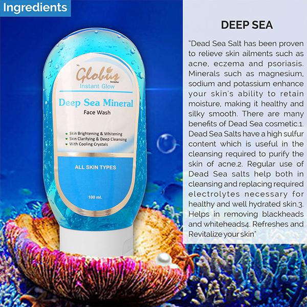 Globus Remedies Deep Sea Mineral Face Wash 100 ml - Face Wash & Cleansers
