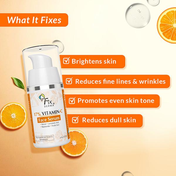 Fixderma 17% Vitamin C Face Serum 15 gm - Face Creams