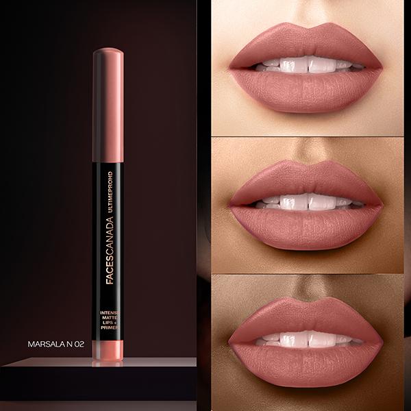 Faces Canada Ultime Pro Hd Intense Matte Lips + Primer - Marsala N02, 9Hr Long Stay 1.4 gm - Lip Crayons