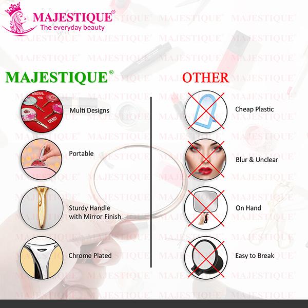 Majestique Handheld Mirror With Handle, Perfect for Vanity, Decorative and Travel Use - Multicolor 1's - Others