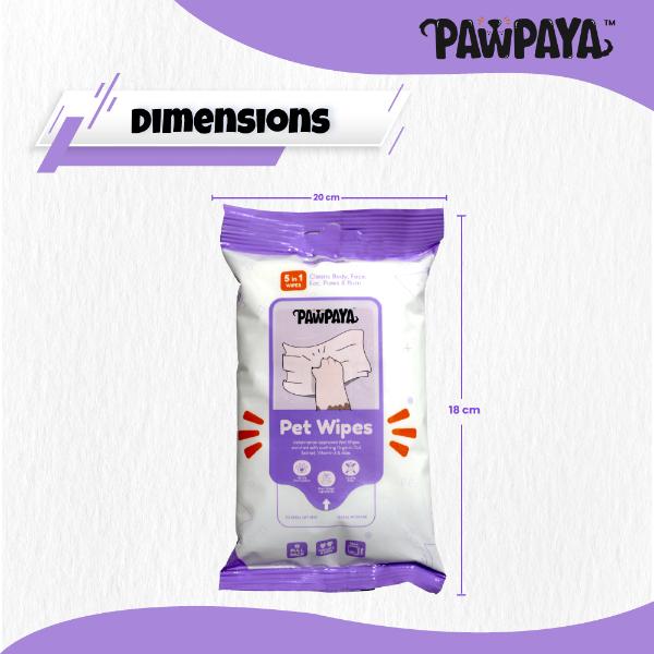 Pawpaya Pet Wipes Pull Pack 20 x 18 cm 15's - Pet Grooming