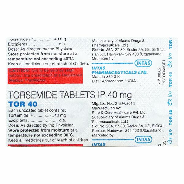 TOR 40 Tablet 10's - Hypertension-Diu