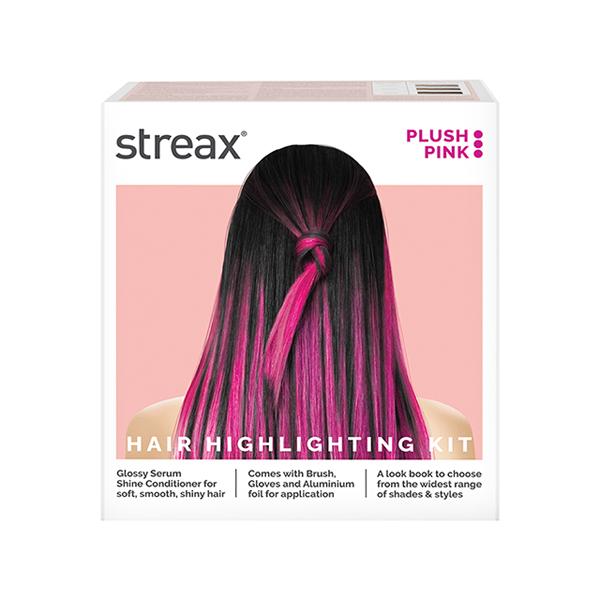 Streax Ultralights Hair Colour Highlight Kit, Pink Hair Colour, Plush Pink, 1's - Crème