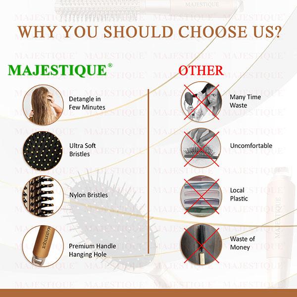 Majestique Round and Oval Cushion Hair Brush Set with Handle Mirror for All Types Style 3's - Hair Brushes