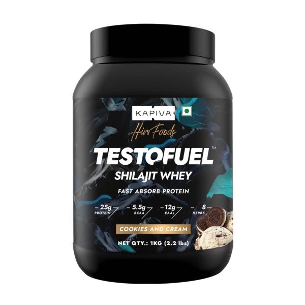 Netmeds | Kapiva Him Foods Testofuel Shilajit Whey Powder - Cookies and Cream 1 kg