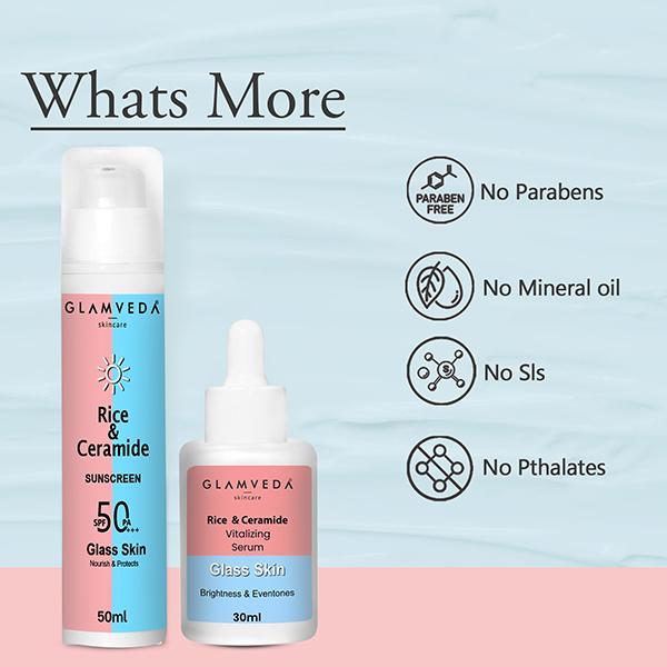 Glamveda Korean Glass Skin Rice & Ceramide Moisturizer Skin Barrier Building & Nourishing 50 ml - Face Moisturizers
