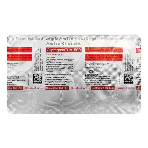 GLIPTAGREAT DM 500 Tablet 10's - Diabetes-Ant