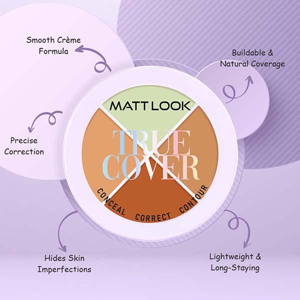 Matt Look True Cover Conceal, Correct and Contour Palette, Long Lasting Texture - Sugar Biscuit 12 gm - Concealer