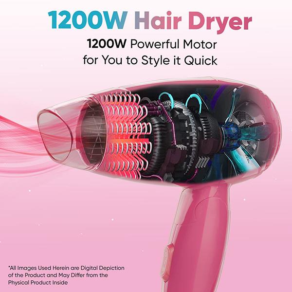 Vega Hair Dryer for Women, 1200 Watts, Travel Friendly, Blow Dryer with Foldable Handle, (VHDH-33) 385 gm - Hair Dryers