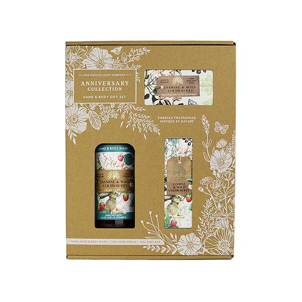 The English Soap Company - Anniversary Jasmine & Wild Strawberry Hand & Body Gift Set 1's - Shower Gels & Body Wash