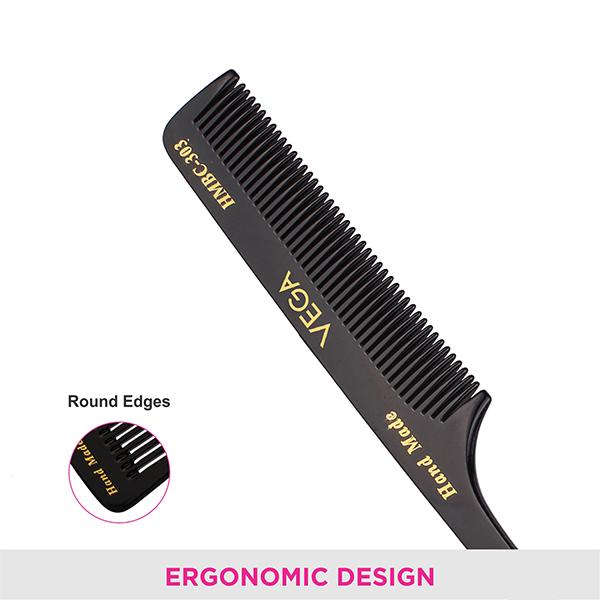 Vega Tail Hair Comb, for Women, Black (VC2HMBC-303) 2's - Hair Combs