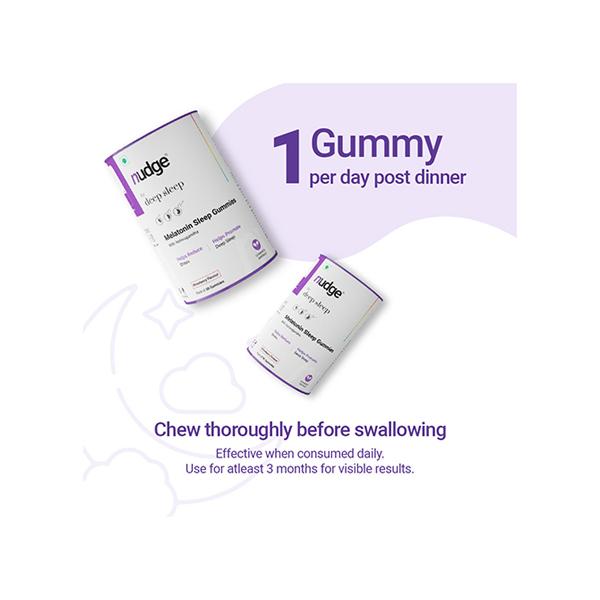 Nudge Wellness Melatonin Sleep Gummies for Deep Sleep with Melatonin & Ashwagandha 30 Gummies 30's - Mental Health