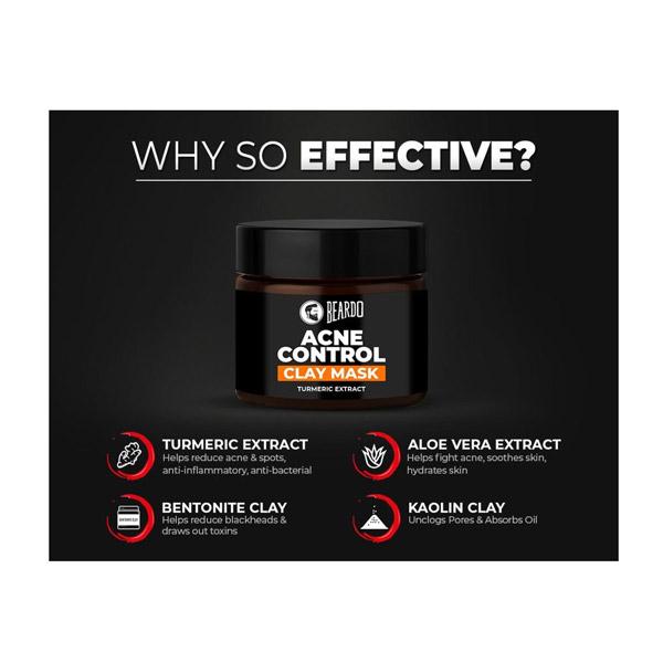 Beardo Acne Control Face Clay Mask - Turmeric Extract 50 gm - Masks & Peels