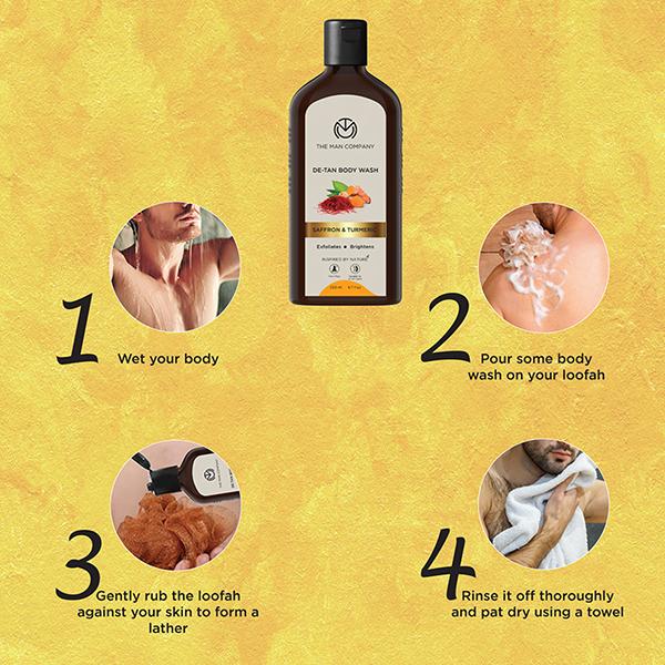 The Man Company De-tan Body Wash With Saffron- Turmeric & Walnut for Skin Brightening 200 ml - Shower Gels & Body Wash
