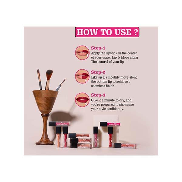Aravi Organic Long Lasting Ultra Smooth Matte Liquid Lipstick - Red Out 1.5 ml - Liquid Lipsticks