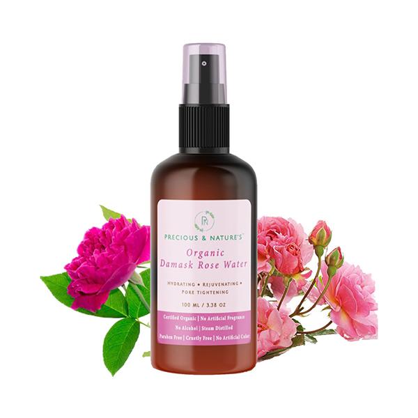 Precious & Nature'S Organic Damask Rose Water For Skin Tightening and Rejuvenation 100 ml - Face Serum