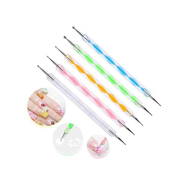 Netmeds | Bronson professional Nail Art Kit Brush Set Dotting Pen Dual Side Tool (Mix colour) 5's