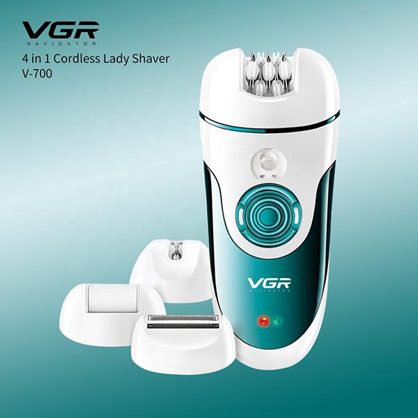 VGR 4in1 Epilator and Shaver for Face Legs Underarms Bikini with Callus Remover for Wet and Dry use 1s 1's - Hair Removal Accessories