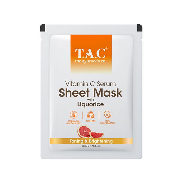 T.A.C - The Ayurveda Co. Vitamin C Serum Sheet Mask with Liquorice Toning and Brightening 22ml - Sheet Masks