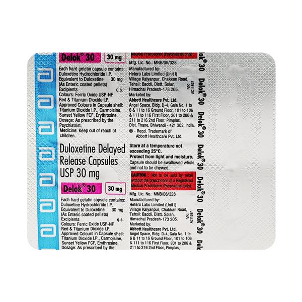 Delok 30mg Capsule 10'S - Depression-Ant