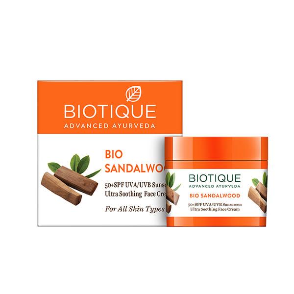 Netmeds | Biotique Sun Shield Sandalwood UVB SPF 50+ / UVA PA+++ Sunscreen Ultra Protective Lotion 50ml