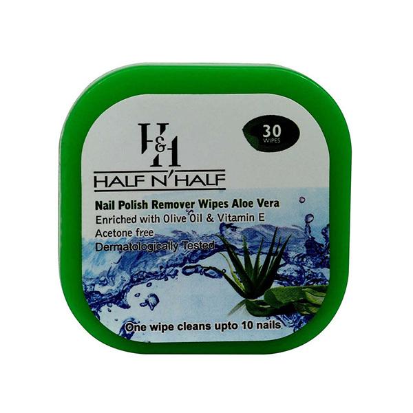 Netmeds | Half N Half Nail Polish Remover Wipes, Aloe Vera Enriched with Olive Oil & Vitamin E 20gm