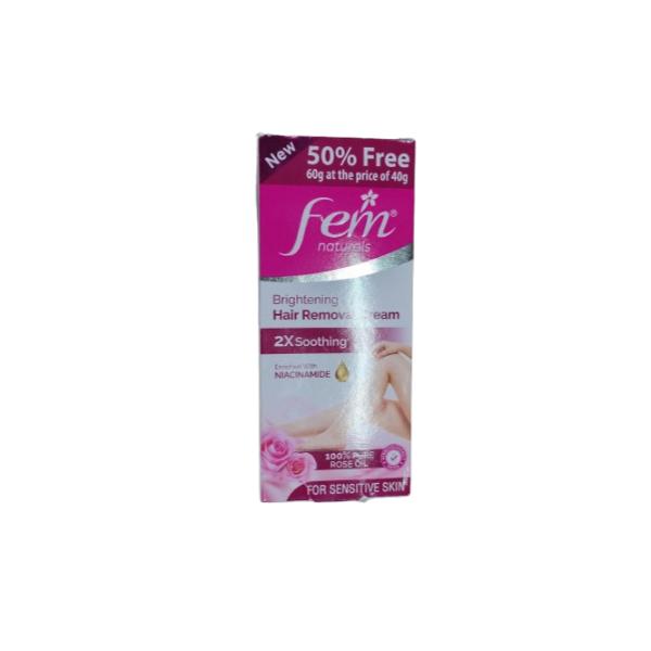 Netmeds | Fem Naturals Brightening Hair Removal Cream For Sensitive Skin (60 g) (40 g+20 g Free)