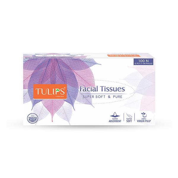 Tulips Facial Tissues 2ply x 100 Pulls 100's - Facial Wipes & Tissues