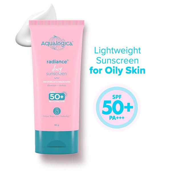 Netmeds | Aqualogica Radiance + Dewy Sunscreen With Watermelon & Niacinamide With SPF 50 & Pa +++ 80 gm
