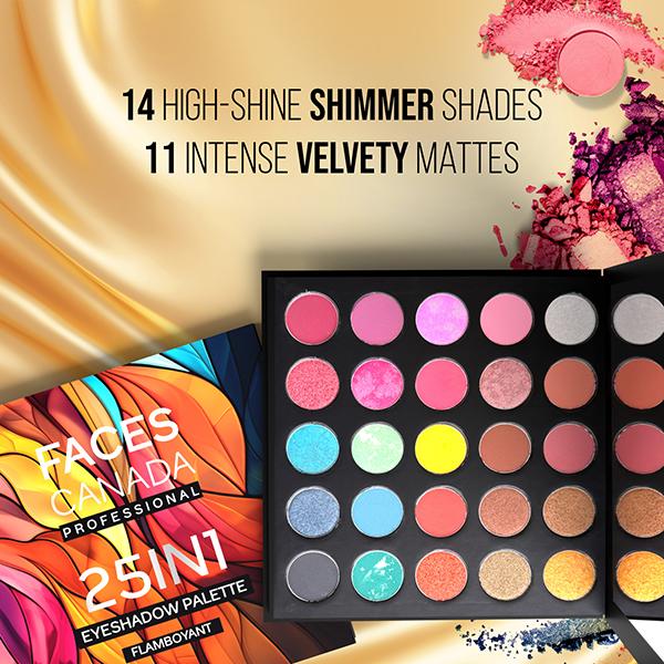 Faces Canada Professional 25 In 1 Eyeshadow Palette - Flamboyant, Shimmer & Matte Finish 25 gm - Eye Shadow Palettes