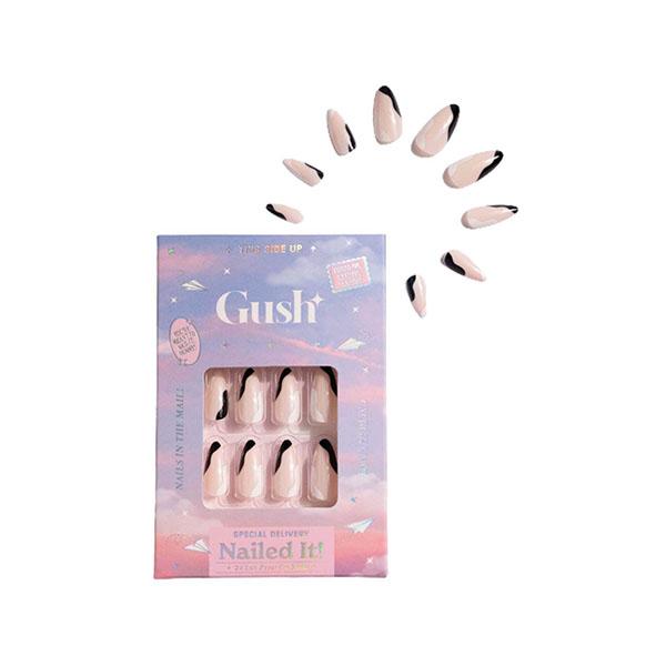 Gush Beauty Nailed It Reusable Luxury Press On Nails With Application Kit Noir Swirl- Medium to Long Almond 1's - Nail Art