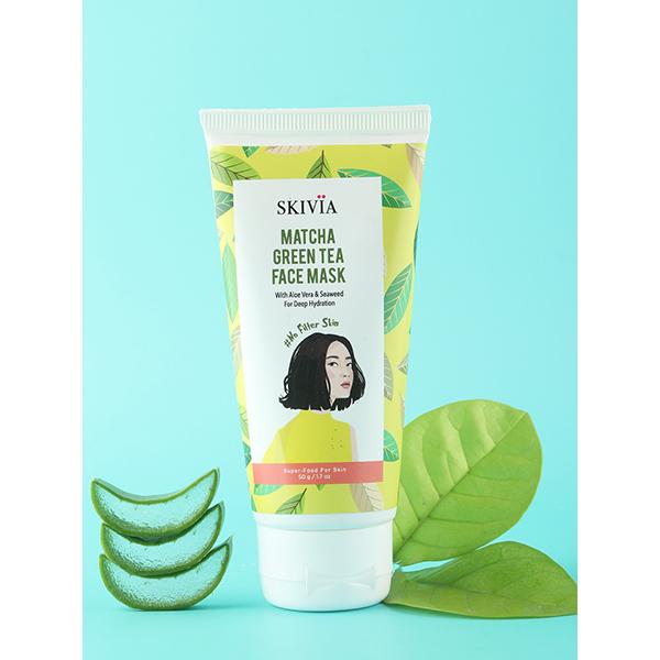 Skivia Matcha Green Tea Face Mask With Aloe Vera & Seaweed -For All Skin Types Unisex 50 gm - Masks & Peels