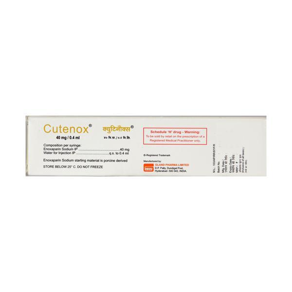 Cutenox 40mg Prefilled Syringe 0.4ml - Blood Clot-Ant