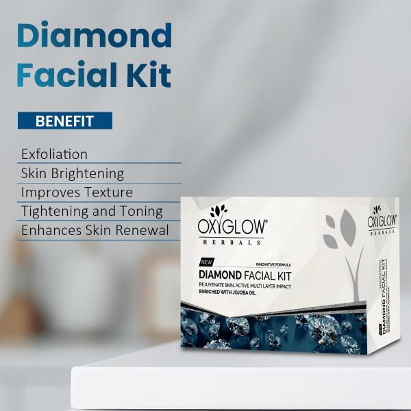 OxyGlow Herbals New Diamond Facial Kit Enriched With Jojoba Oil 50 gm - Facial Kits