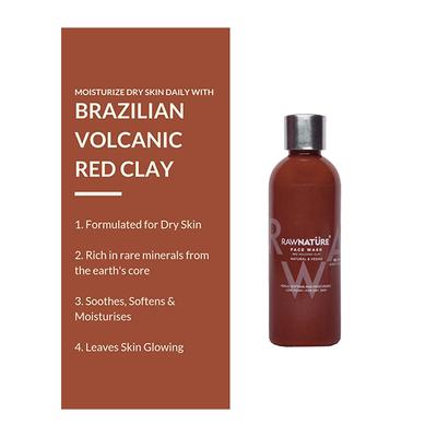 Raw Nature Face Wash - Red Volcanic Clay 100 gm - Face Wash & Cleansers