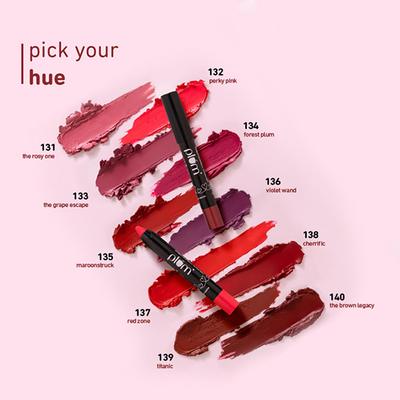 Plum Twist & Go Matte Lipstick Ceramides + Hyaluronic Acid Airbrushed Finish Long Lasting 100% Vegan & Cruelty-Free Red Zone - 137 (Chilly Red) 1.8 gm - Lip Crayons