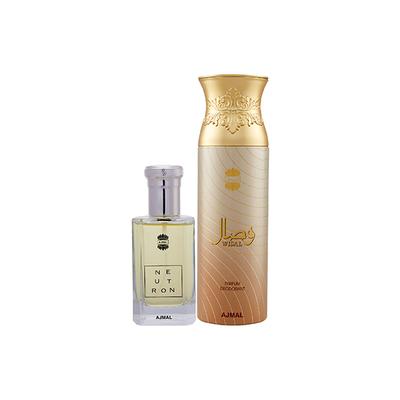 Ajmal Neutron EDP Citrus Fruity Perfume And Wisal Deodorant Floral Musky Fragrance 300 ml - Perfumes (Edt/Edp)