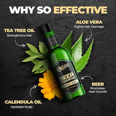 Beardo Mens Beer Shampoo Shiny and Bouncy Hair Tea Tree Oil, Calendula Oil and Aloe Vera 200 ml - Shampoos