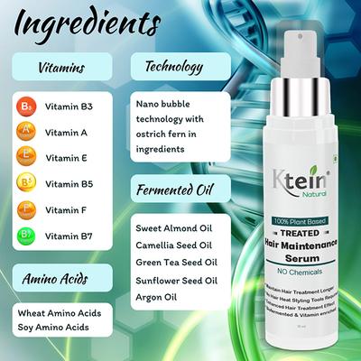 Ktein 100% Plant Based Treated Hair Maintenance Serum 30 ml - Hair Serums