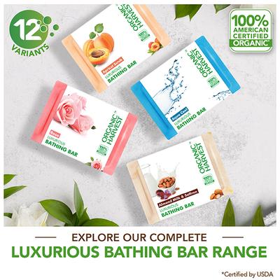 Organic Harvest Luxurious Bathing Bar - Apricot Scrub Soap Bar for Clear Skin, Scrub Soap Bar 125 gm - Soaps