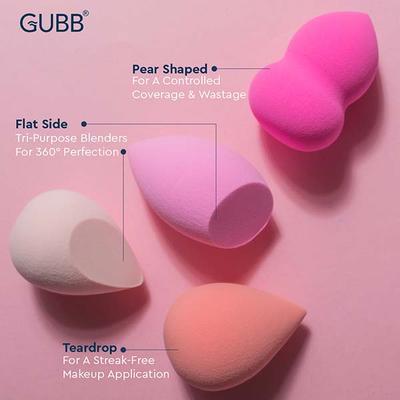 GUBB Beauty Blender Set of 4 - Peach & Pink 100 gm - Sponges & Applicators
