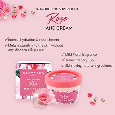 Glamveda Light Hydration Rose Hand Cream 40 gm - Lotions & Creams