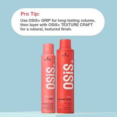 Schwarzkopf Professional OSiS+ Grip Extra Strong Hair Styling Mousse for Volume and Natural Shine, Frizz Control, Vegan, Extra strong Hold for Body and Bounce 200 ml - Clays & Mousses