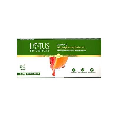 Lotus Botanicals Vitamin C Skin Brightening Facial Kit, 5 Step Facial Pack, For All Skin Types 44 gm - Facial Kits