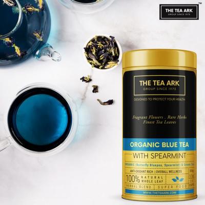 The Tea Ark Organic Blue Tea - Spearmint 50 gm (Tin) - Herbal/Green Teas