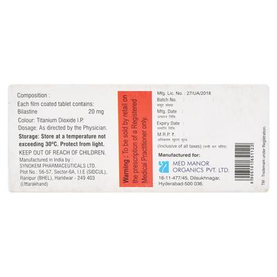 BILAMED 20 Tablet 10's - Allergies-Ant