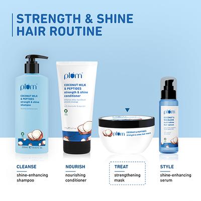 Plum Coconut & Peptides Strength & Shine Hair Mask I Coconut Oil, Pea Peptide I For All Hair Types 200gm - Hair Masks & Packs
