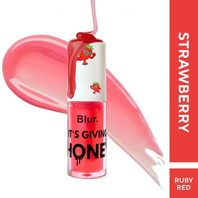 Blur India, It's Giving Honey Lip Oil, Juicy Lip Oil, Strawberry (Deep Pink) 5 ml - Lip Glosses