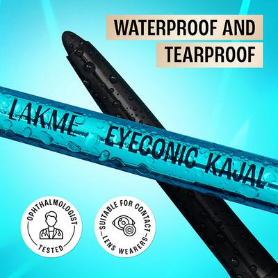 Lakme 9 to 5 Eyeconic Kajal, Smudgeproof, Waterproof, lasts upto 24 Hrs, Deep Black (Pack Of 2 x 0.35gm) 1's - Kajal & Kohls