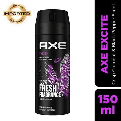 Axe Excite Deodorant Body Spray for Men, 48H Odour Protection Crisp Coconut 150 ml - Men Deodorants/Roll-Ons